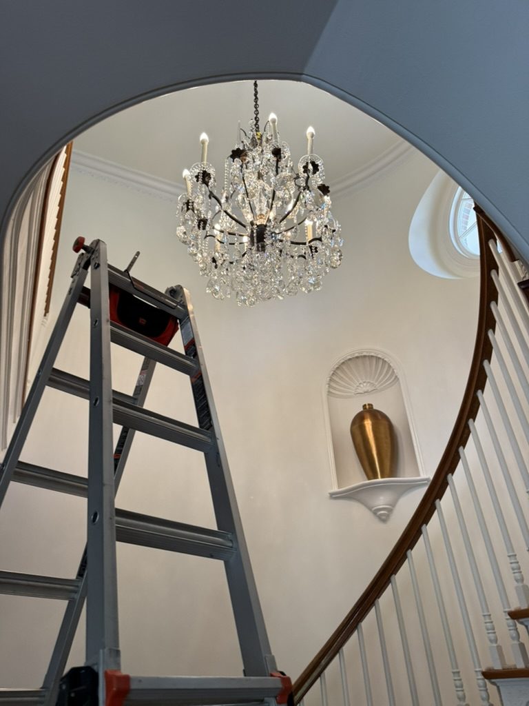 Cleaned in a curved stairwell